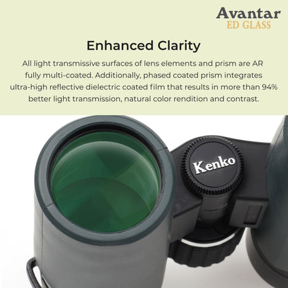 Kenko Avantar ED II Binocular, Roof Prism, with ED Glass, Waterproof IPX7, Compact & Lightweight