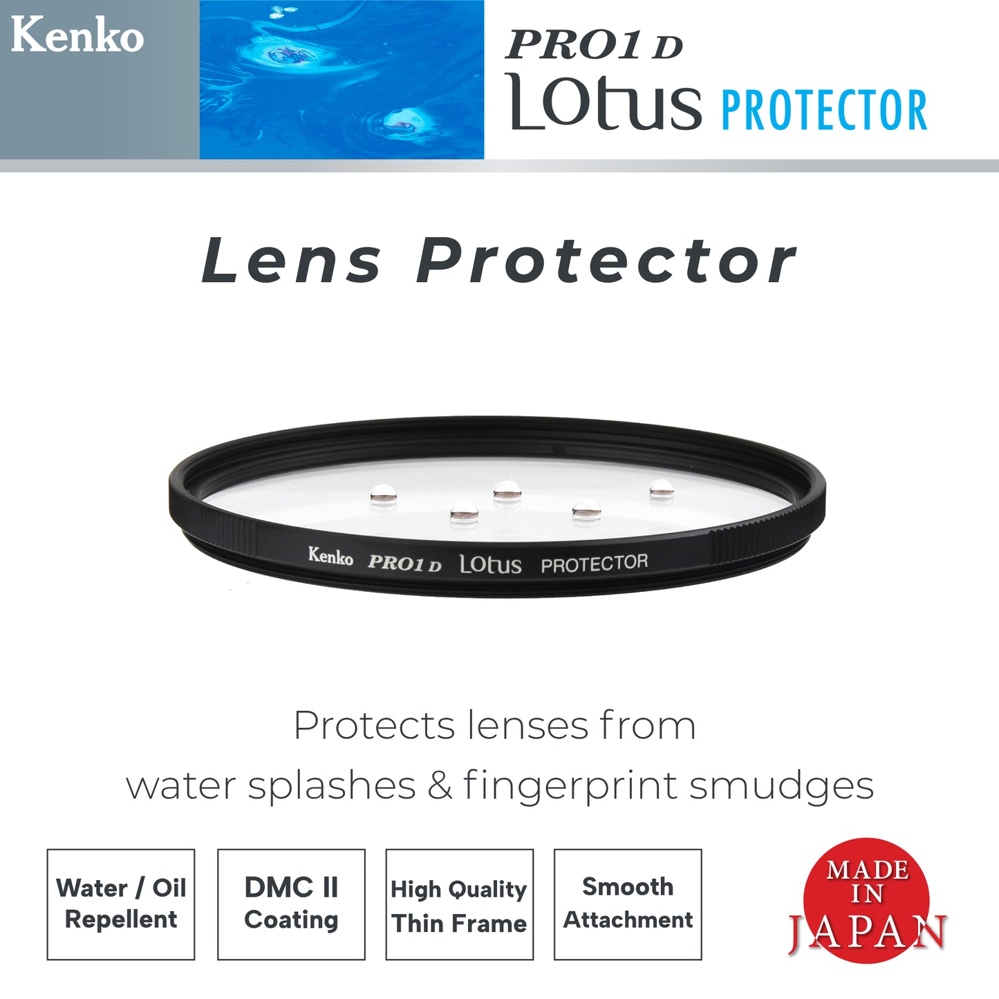 Kenko Lens Protector, PRO1D Lotus Protector, Water-proof, Low-Profile,