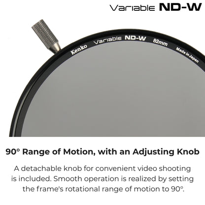 Kenko Variable ND-W Filter, ND2.5-ND128(2-7 Stops), for Wide Angles, No X-shaped Pattern